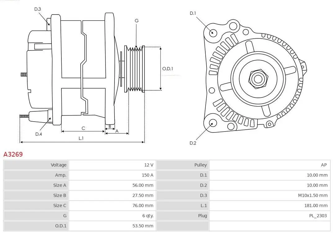 Dynamo BMW M57  │ AS-PL 150A Alternator 12V Image 5