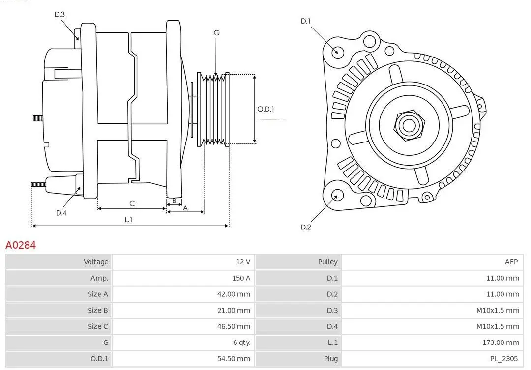Dynamo Ford / Volvo │ AS-PL 150A Alternator 12V – bilde 5