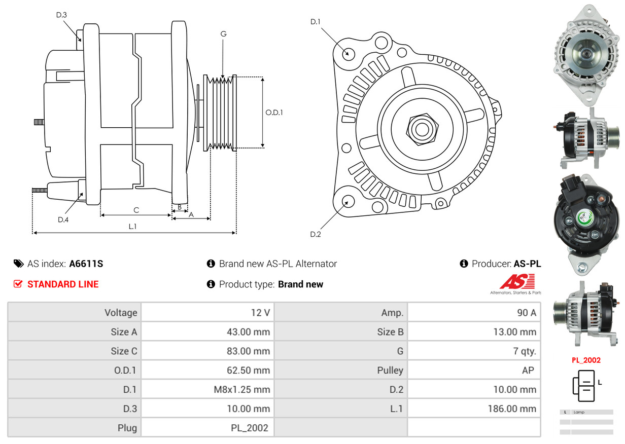 Dynamo Isuzu D-Max I / II │ 12v - 90A – bilde 4