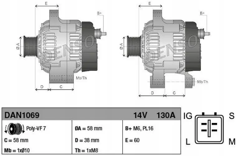 Dynamo Toyota Hiace / Land Cruiser │ Denso Alternator 14V, 130A Image 3