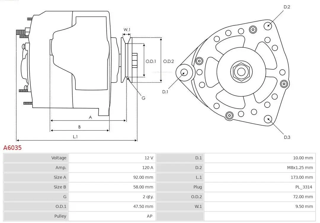 Dynamo Toyota Land Cruiser J100 │ AS-PL Alternator 12V, 120A Image 6