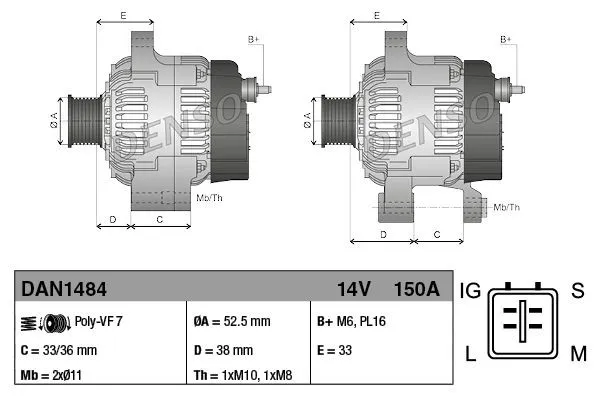 Dynamo Toyota Land Cruiser J150 │ Denso Alternator 14V - 150A