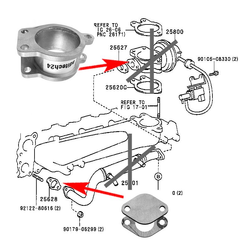 EGR ventil Blokkeringssett Toyota 2.5td / 3.0td  │ EGR-Blokkeringsplatesett 1KD/2KD-FTV – bilde 2