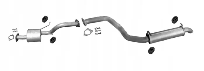 Eksosanlegg Mitsubishi Pajero IV 2006 - 2021 │ 3.2 DID - bakre eksospotte + midtre eksospotte
