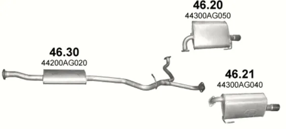 Eksosanlegg Subaru Legacy IV 2003 - 2009 │  3.0 Bensin - Komplett