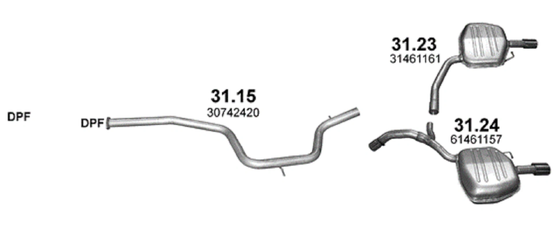 Eksosanlegg Volvo V70 III 2009 - 2012 │ 2.4 D 151kW - Komplett Exhaust Kit Image 1
