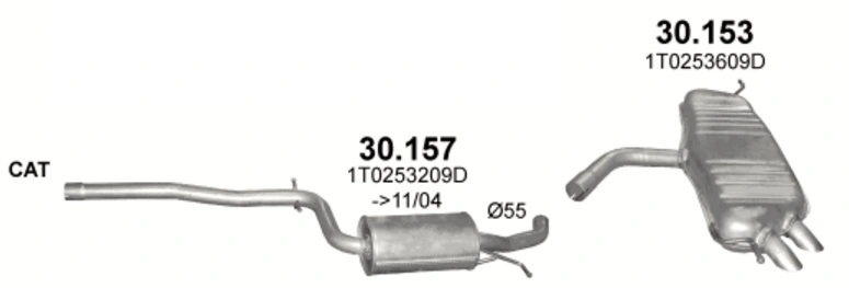 Eksosanlegg VW Touran I 2003 - 2015 │  2.0 TDi - Komplett Exhaust kit – bilde 2