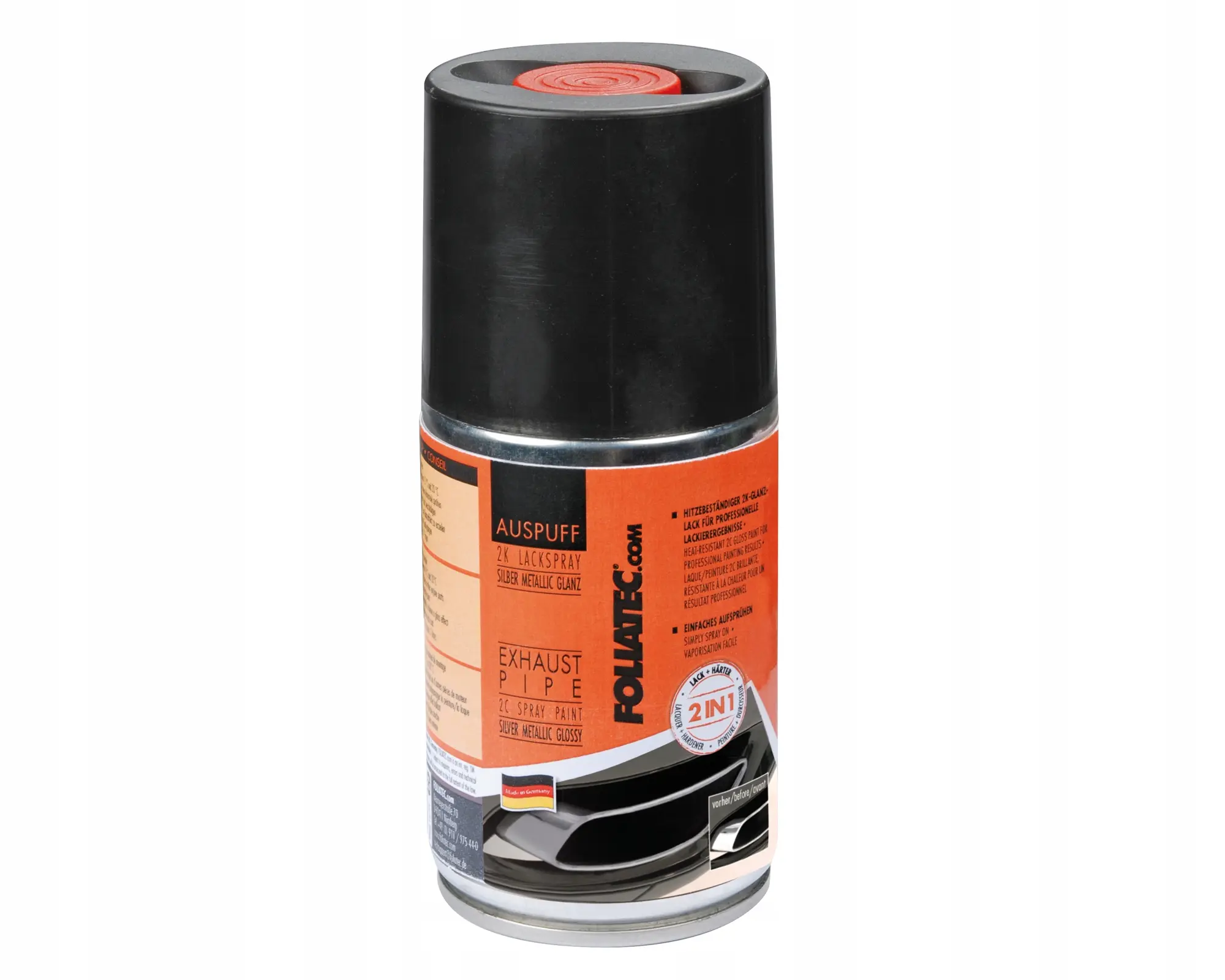 Eksoslakk Foliatec Exhaus 2k Spray Paint - 250 ml | Endestusslakk Spraylakk - Black