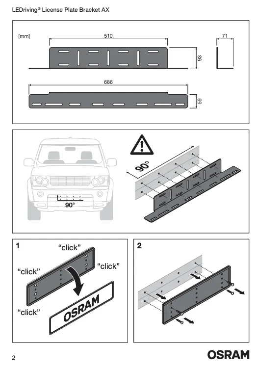 Ekstralysholder Nummerskilt Osram Ledriving Skiltbrakett AX │ Skiltbrakett for ekstralys – bilde 6
