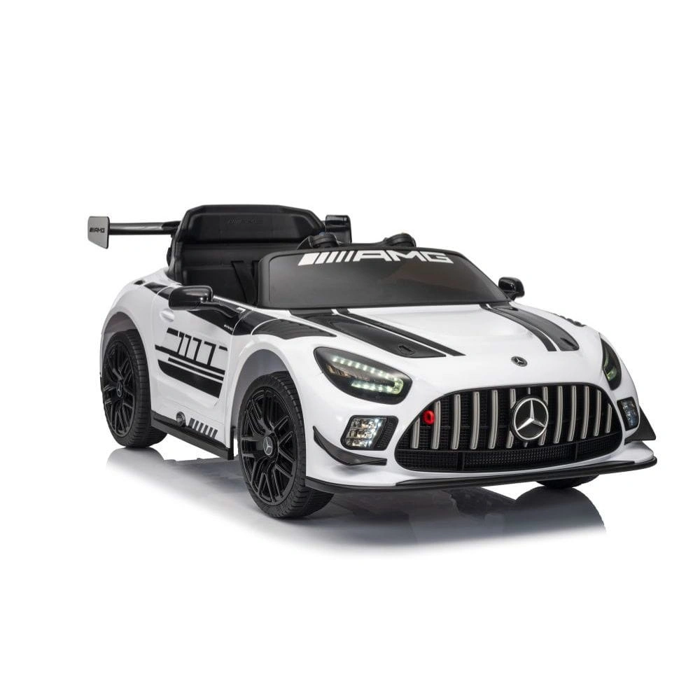 Elbil for barn Mercedes-AMG GT3 │ Hvit – 12V, 2x45W, EVA hjul, fjernkontroll 2.4G