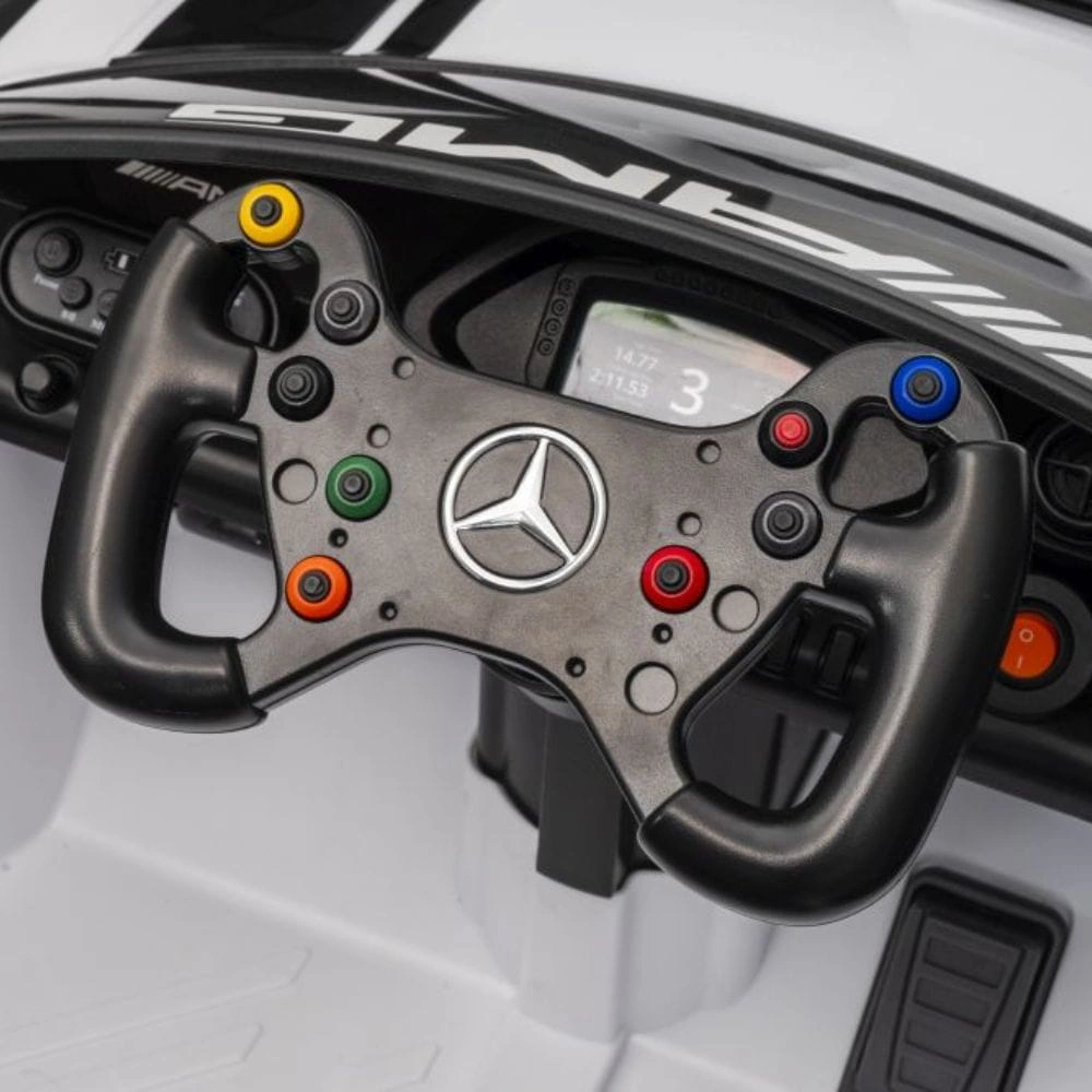 Elbil for barn Mercedes-AMG GT3 │ Hvit – 12V, 2x45W, EVA hjul, fjernkontroll 2.4G – bilde 10