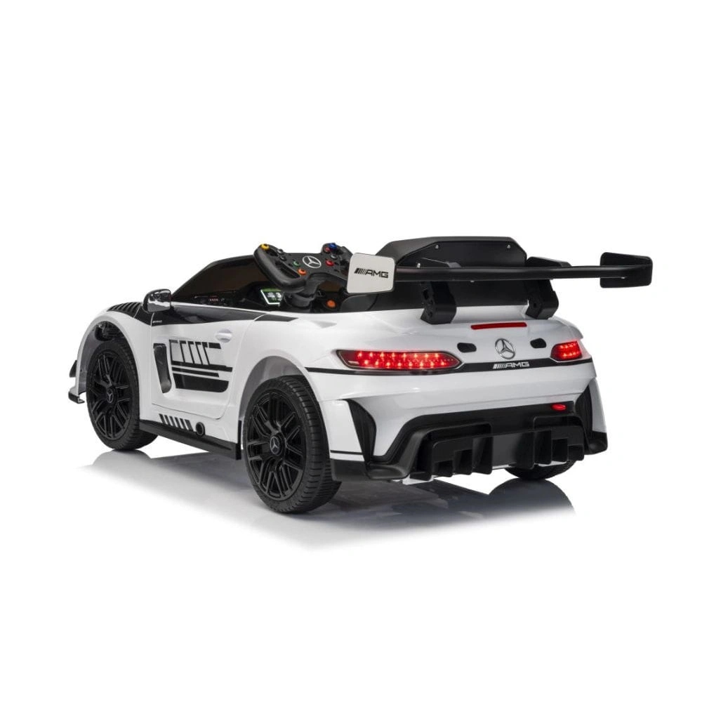 Elbil for barn Mercedes-AMG GT3 │ Hvit – 12V, 2x45W, EVA hjul, fjernkontroll 2.4G – bilde 6