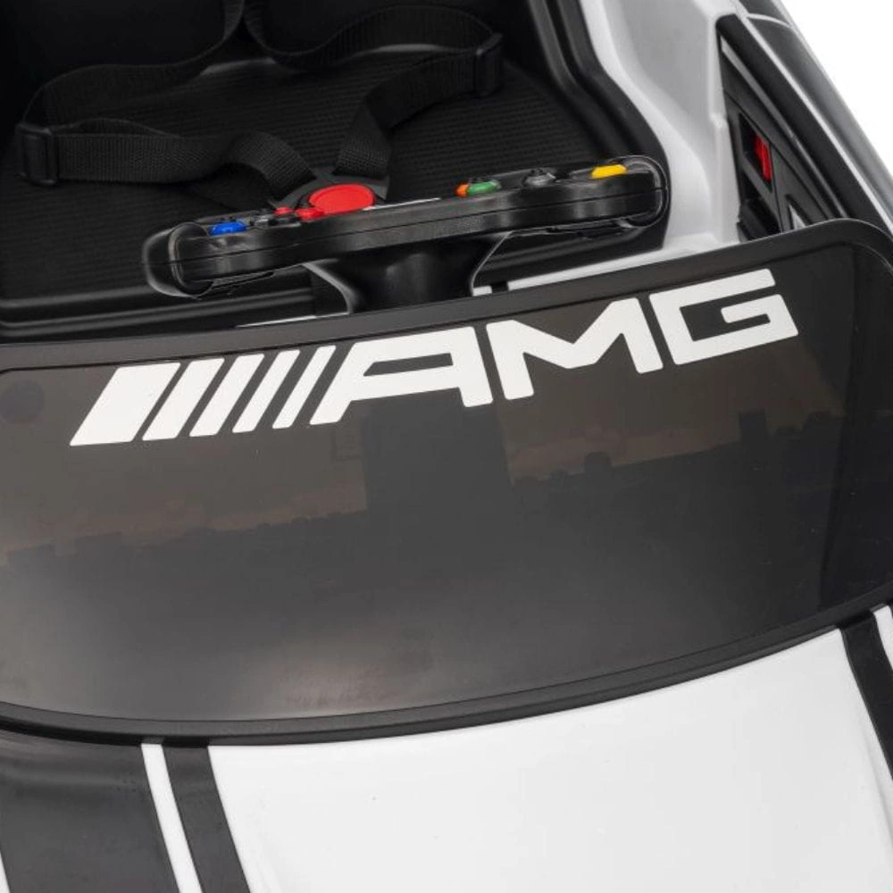 Elbil for barn Mercedes-AMG GT3 │ Hvit – 12V, 2x45W, EVA hjul, fjernkontroll 2.4G – bilde 8