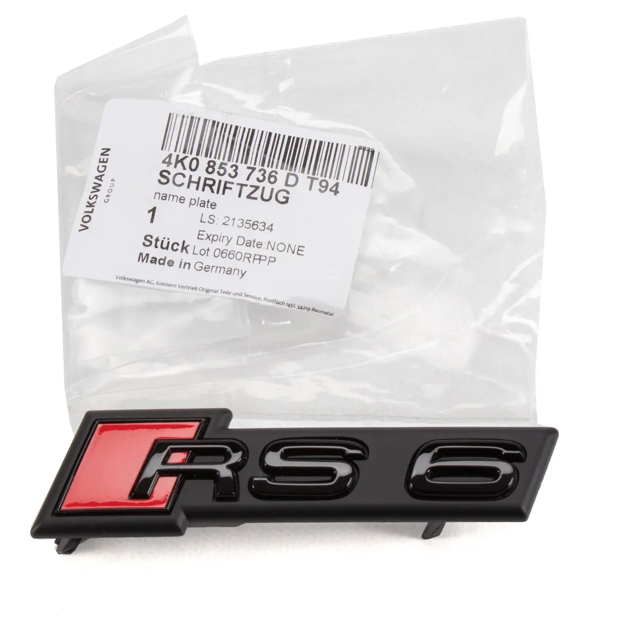 Emblem Audi RS6 (C8) 2020-> | Black Glossy / Red – bilde 8