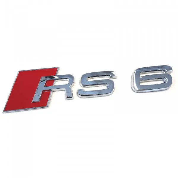 Emblem Audi RS6 Glossy Chrome / Red