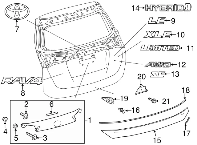 Emblem bakluke Toyota RAV4 Plug-in Hybrid 2015 - 2019 – bilde 2