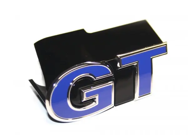 Emblem GT VW Polo 6R/Derby/Vento	2013 -> | Glossy Chrome / Ultramarine Blue Image 1