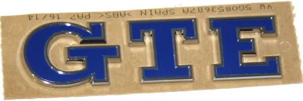 Emblem VW GTE VW Golf 7 | Glossy Chrome / Ultramarine Blue