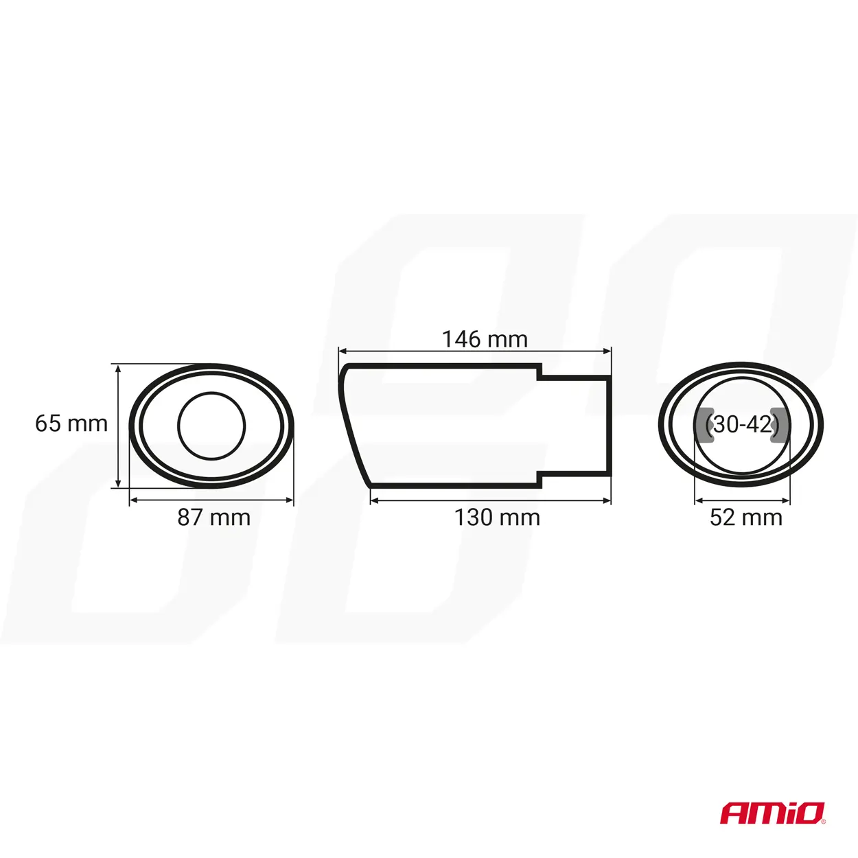 Endestuss MT 003 Oval Chrome Rustfritt Ø - 87mm x 65mm – bilde 5