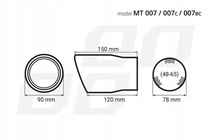 Endestuss MT 007 Chrome Rustfritt Ø - 90mm – bilde 4