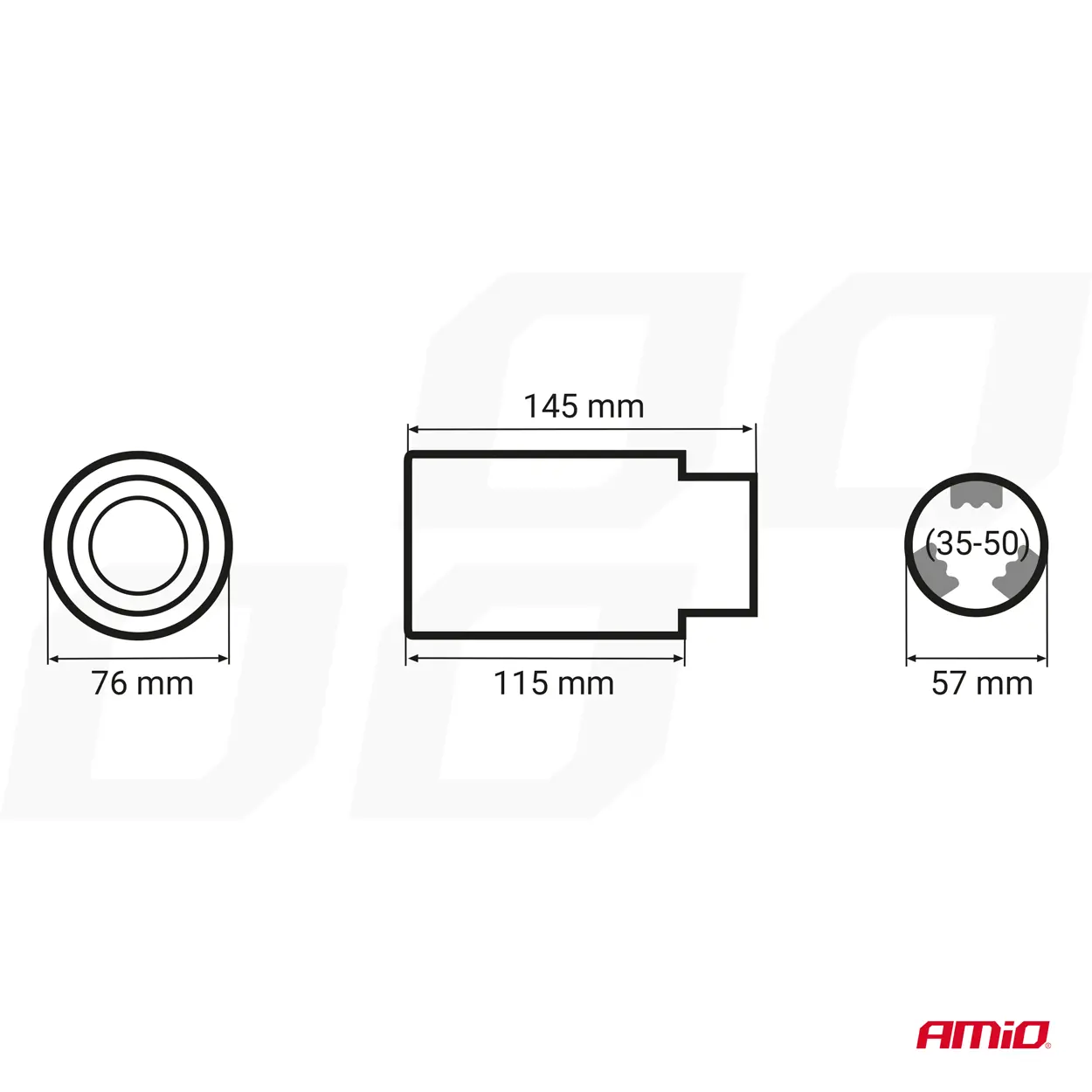 Endestuss MT 016C Carbon Rustfritt Ø - 76mm – bilde 4