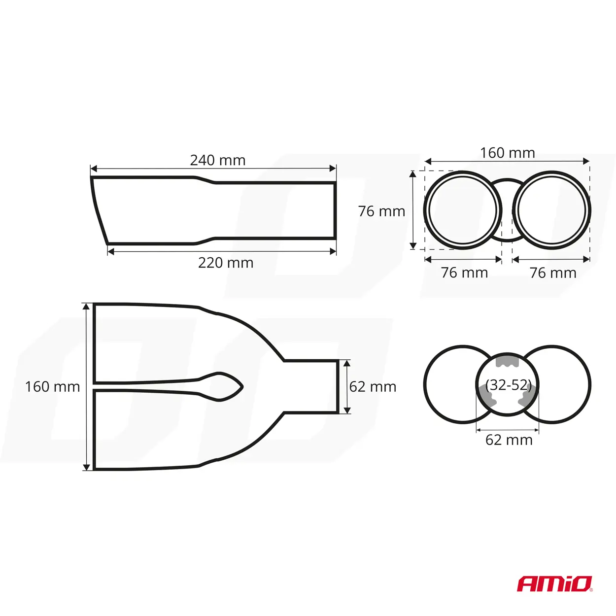Endestuss MT 022BLC Chrome Blue Burnt Exhaust Rustfritt Ø - (76mm x 76mm) - (76mm x 76mm) – bilde 4