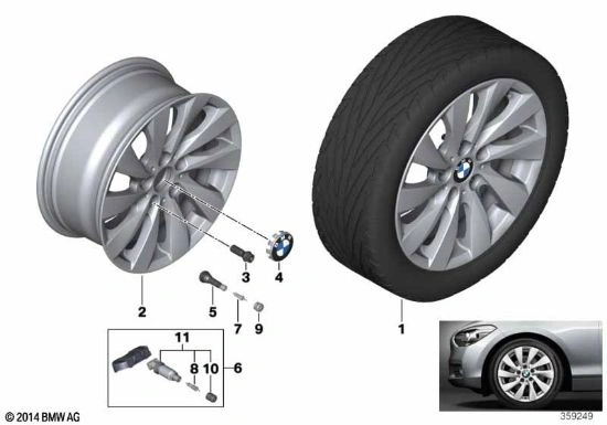 Felg 17" BMW 1-serie / 2-serie (F20/F21/F22/F23) │ Genuine® Turbine Styling 381 - Reflexsilber 7,5Jx17 ET43 – bilde 5