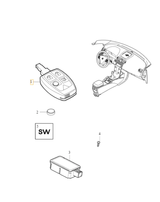 Fjernkontrollnøkkel Volvo Genuine® C30 C70 S40 V50 2004-2013