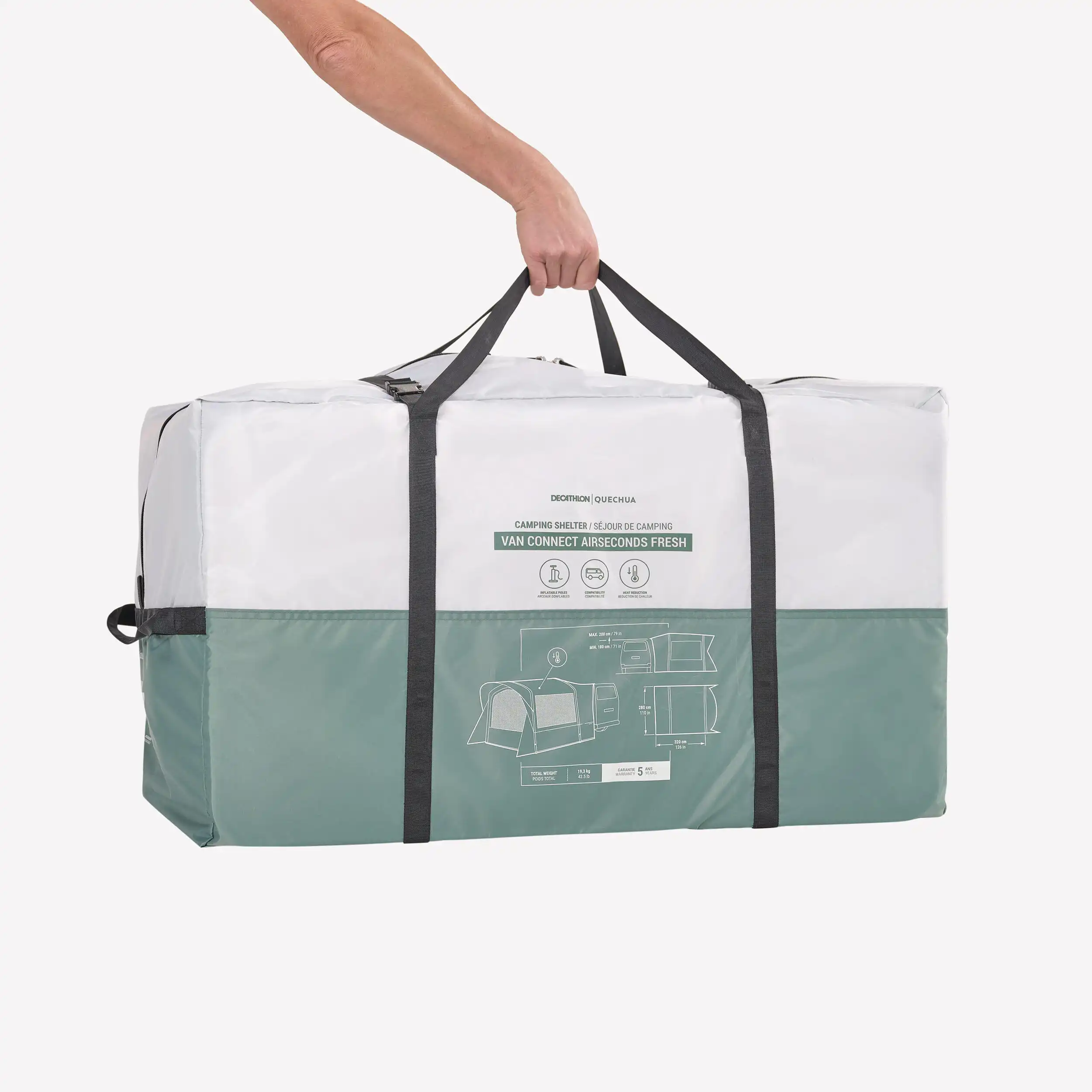 Fortelt til bil/bobil – QUECHUA Van Connect Air Second Fresh │ oppblåsbart, for 6 personer – bilde 3