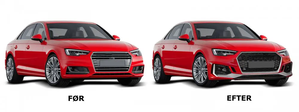 Frontfanger Audi A4 B9 2015 - 2019 | RS4 Design Silver Black PDC