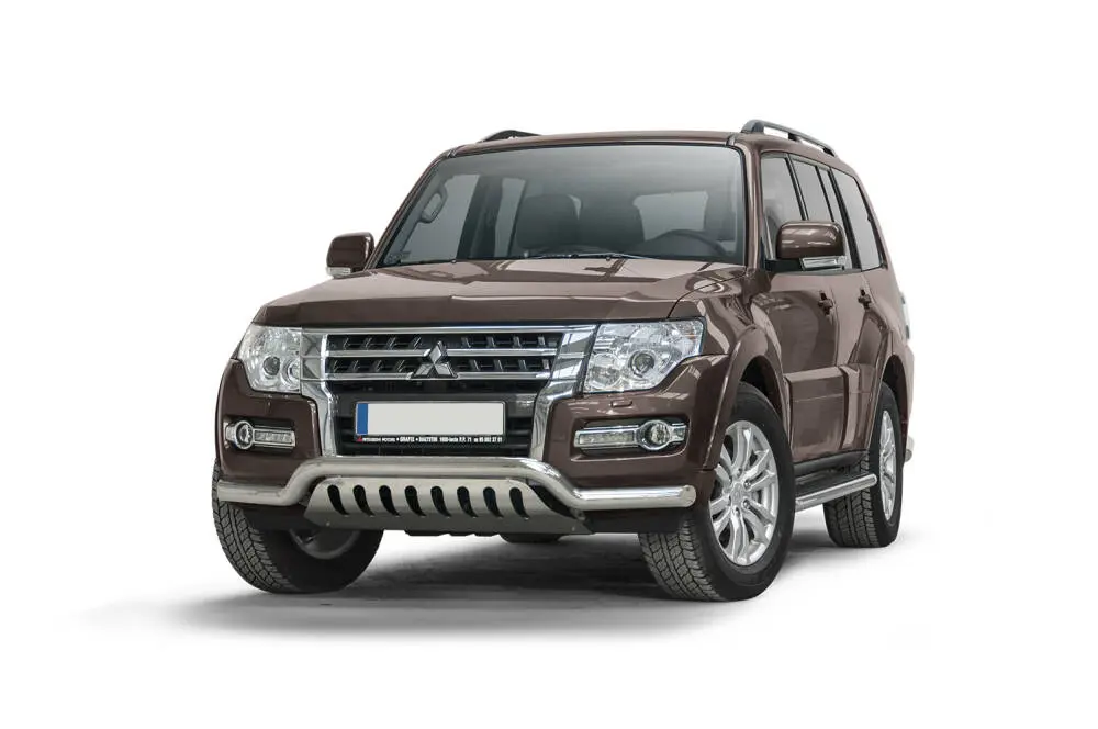 Frontfangerbeskytter rør nedre Mitsubishi Pajero IV 2006 - 2015 │ med underseksjonsplate