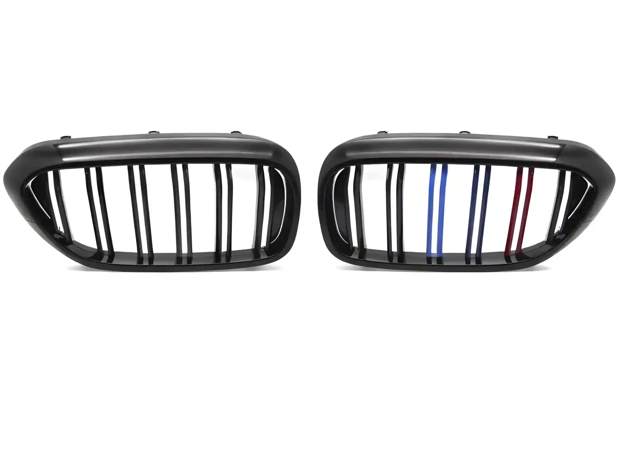 Frontgrill nyre BMW 5  (G30/G31) 2017 - 2020 │ dobbel lamell, svart blank med m-striper – bilde 2
