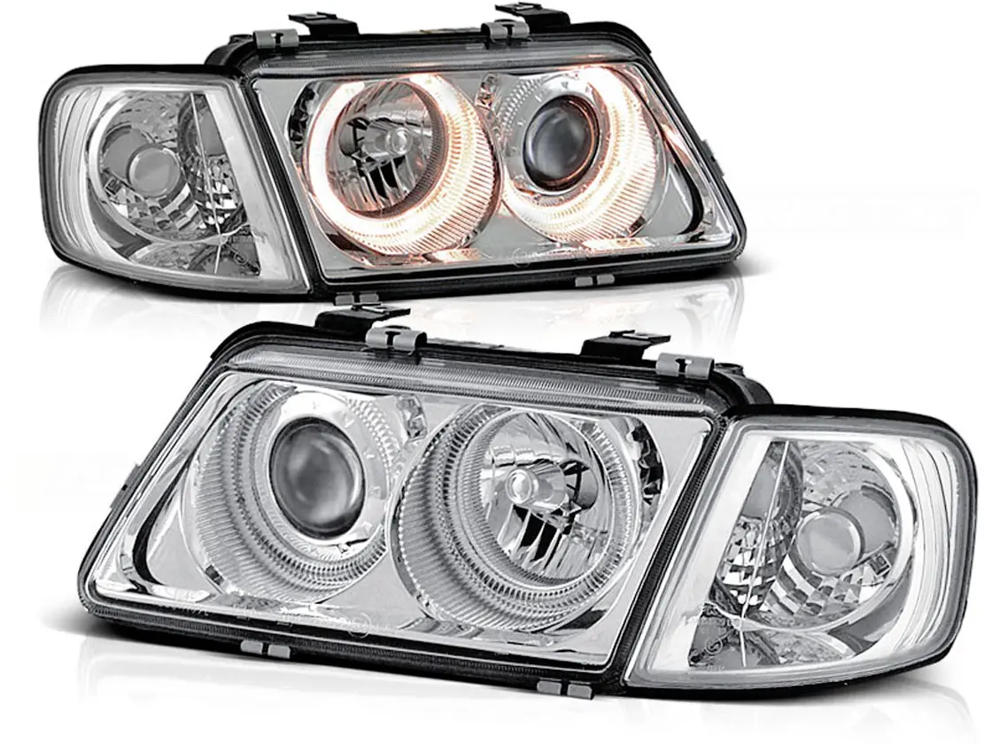 Frontlykter AUDI A3 1996-2000 ANGEL EYES CHROME
