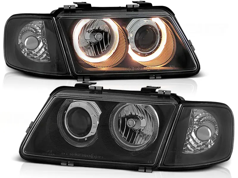 Frontlykter AUDI A3 (8L) 1996-2000 ANGEL EYES BLACK – bilde 2