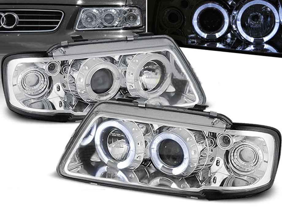 Frontlykter AUDI A3 (8L) 1996-2000 ANGEL EYES CHROME – bilde 3