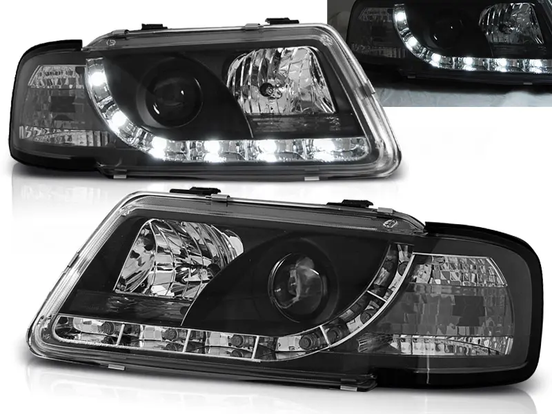 Frontlykter AUDI A3 (8L) 1996-2000 TRU DRL BLACK – bilde 2