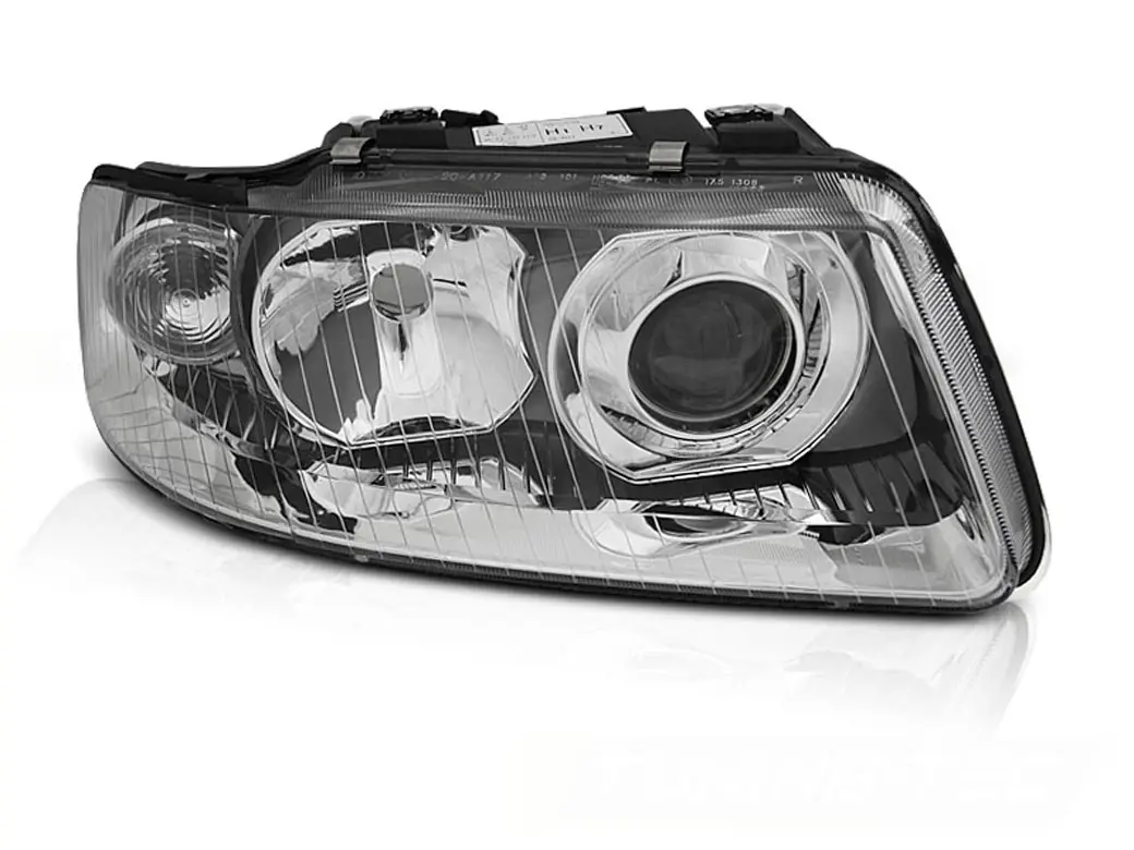 Frontlykter Audi A3 8L 2000 - 2003 CHROME RIGHT SIDE TYC