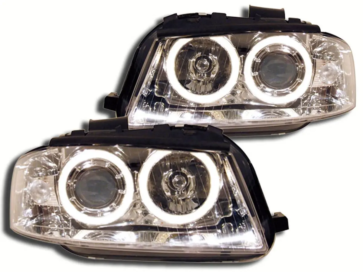 Frontlykter AUDI A3 (8P) 2003-2008 ANGEL EYES CHROME