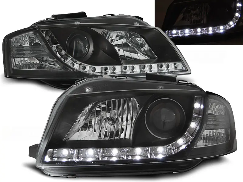 Frontlykter AUDI A3 (8P) 2003-2008 DAYLIGHT BLACK