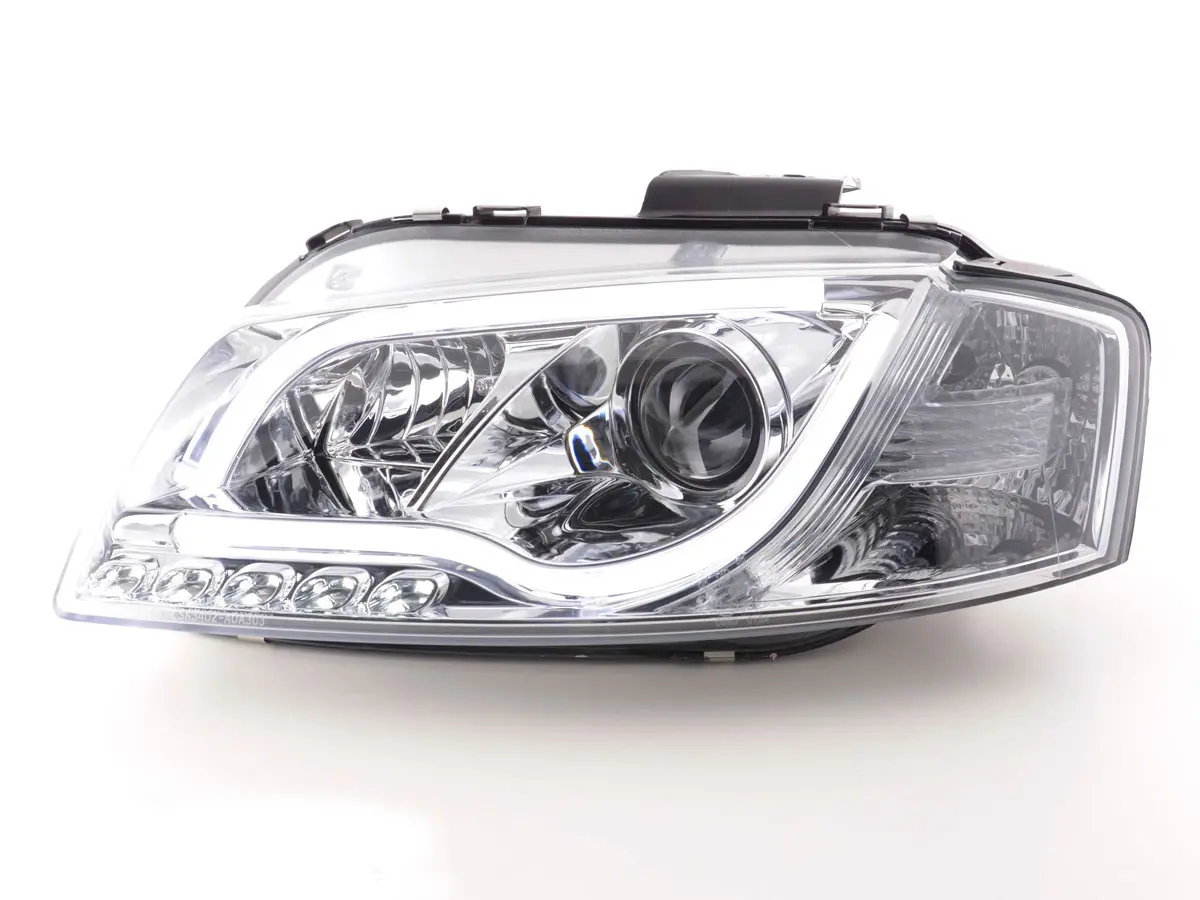 Frontlykter Audi A3 8P 2003 - 2008 │ LED TUBE LIGHTS CHROME TRU DRL