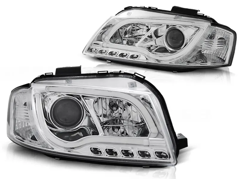 Frontlykter AUDI A3 (8P) 2003-2008 TUBE LIGHT CHROME – bilde 3