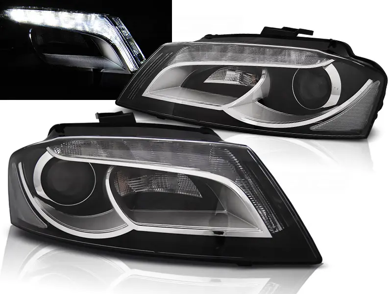 Frontlykter AUDI A3 (8P) 2008-2012 BLACK TRU DRL