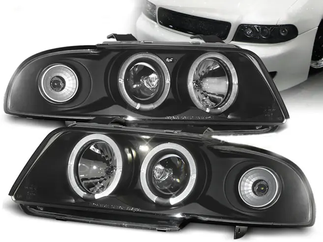Frontlykter AUDI A4 1994-1998 ANGEL EYES BLACK – bilde 2