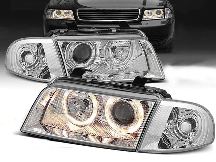 Frontlykter AUDI A4 1994-1998 ANGEL EYES CHROME