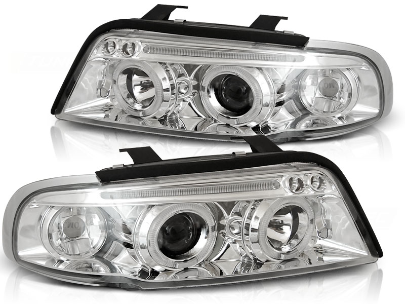 Frontlykter AUDI A4 1994-1998 ANGEL EYES CHROME