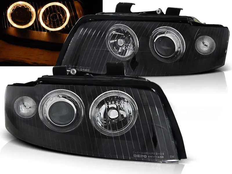 Frontlykter AUDI A4 2000-2004 ANGEL EYES BLACK