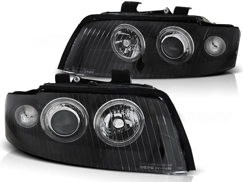 Frontlykter AUDI A4 2000-2004 ANGEL EYES BLACK – bilde 2