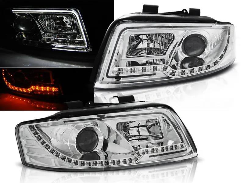 Frontlykter AUDI A4 2000-2004 LED TUBE LIGHT CHROME – bilde 2