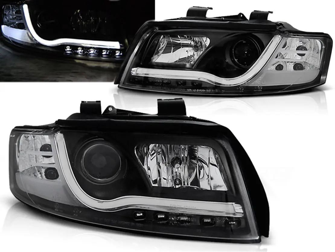 Frontlykter AUDI A4 2000-2004 LED TUBE LIGHTS BLACK