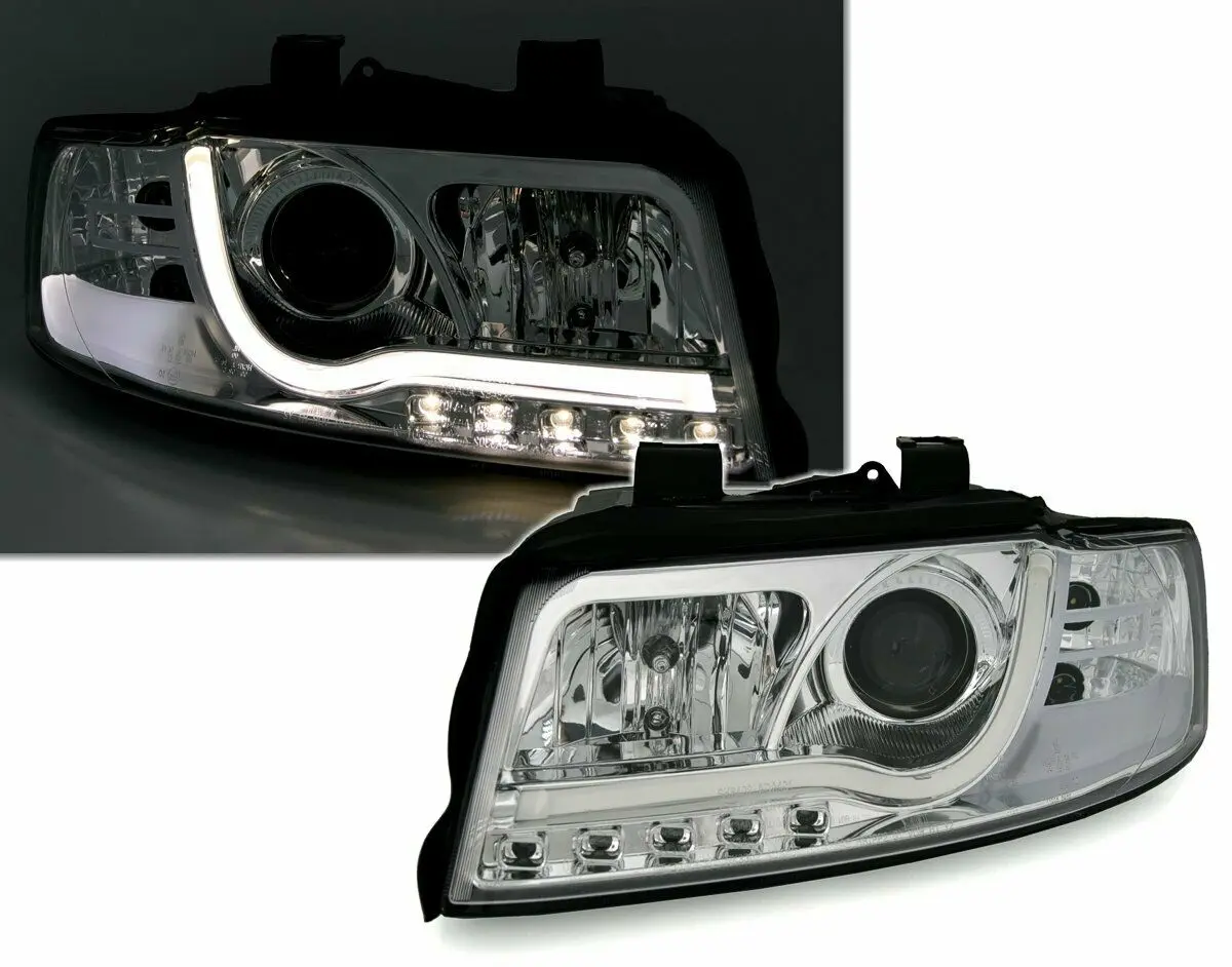 Frontlykter AUDI A4 2000-2004 LED TUBE LIGHTS CHROME – bilde 2